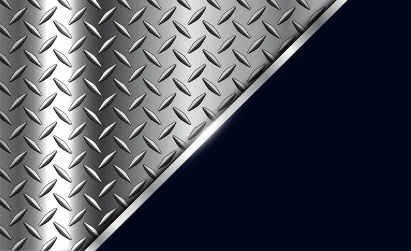 背景銀金属 ダイヤモンドプレート板金テクスチャと3Dクロムベクトルデザイン — ストックベクタ