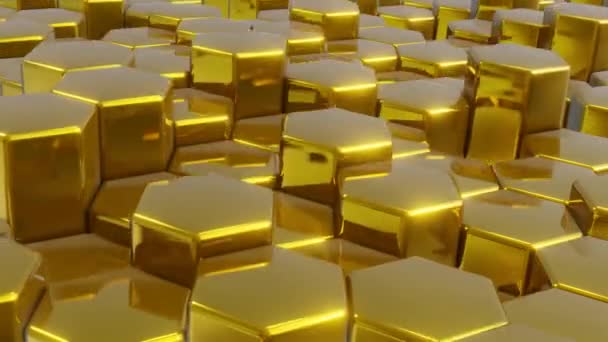 Gold Hexagon Motion Graphics Background Hexagonal Golden Wall Moving Loop — Stock Video