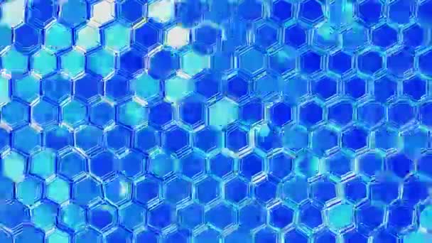 闪烁的六边形图案 蓝色的六边形移动环路无缝背景 3D环路4K动画 — 图库视频影像