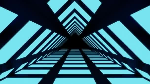 3D运动图形背景 蓝色技术线框隧道 无缝4K环路视频动画 科幻技术设计 — 图库视频影像