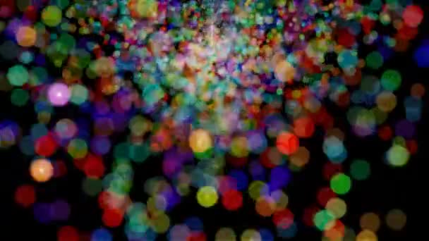Movimento Gráfico Fundo Com Bokeh Embaçado Colorido Brilhante Brilhante Partículas — Vídeo de Stock
