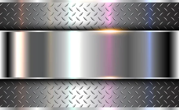 Background Silver Metallic Chrome Vector Design Diamond Plate Sheet Metal — Stock Vector