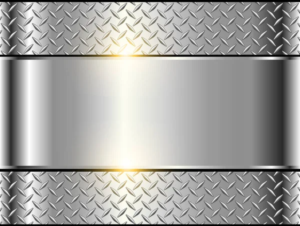 Achtergrond Zilver Metallic Chroom Vector Ontwerp Met Diamant Plaat Metalen — Stockvector