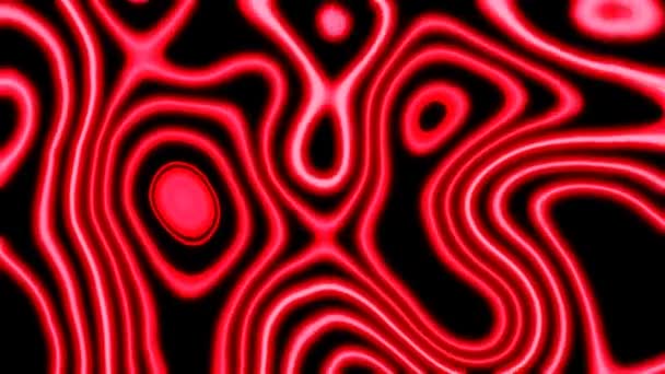 要旨モーショングラフィックス背景 赤と黒の動き円 波のテクスチャシームレスな4Kループビデオアニメーション抽象的なデザイン — ストック動画