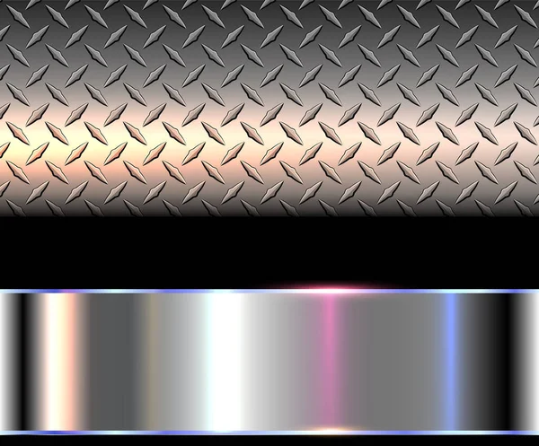 Argent Fond Métallique Texture Acier Poli Avec Motif Plaque Diamant — Image vectorielle