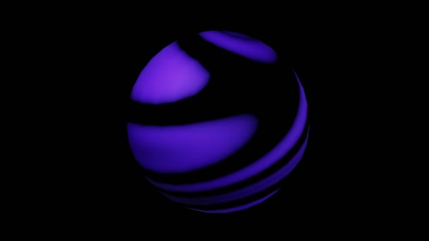 Sfondo Grafico Astratto Movimento Sfera Viola Con Cerchi Movimento Nero — Video Stock