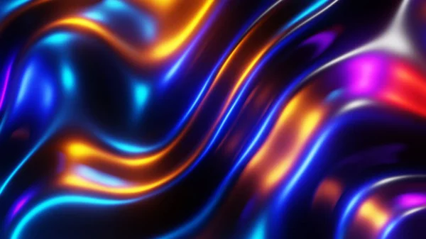 Fondo Abstracto Ondas Metálicas Líquidas Con Colores Neón Textura Interesante — Foto de Stock