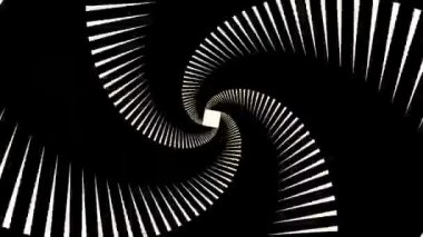 Soyut dinamik hareket grafik arkaplan, siyah ve beyaz spiral girdap, tasarım gibi fraktal, ilginç 4K döngü video animasyonu
