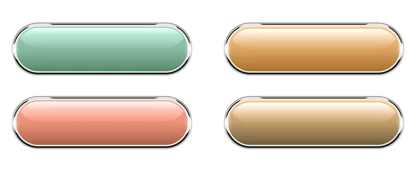 Conjunto Botones Brillantes Iconos Aislados Brillantes Con Elementos Metálicos Cromo — Archivo Imágenes Vectoriales