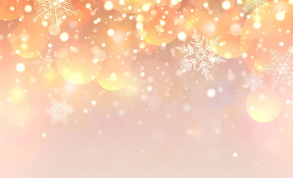 Fondo Navidad Con Copos Nieve Bokeh Colorido Borroso Luces Ilustración — Archivo Imágenes Vectoriales