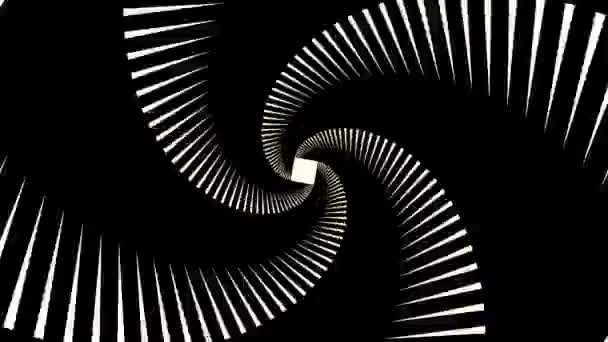 Absztrakt Dinamikus Mozgás Grafikus Háttér Fekete Fehér Spirál Örvény Fraktál — Stock videók