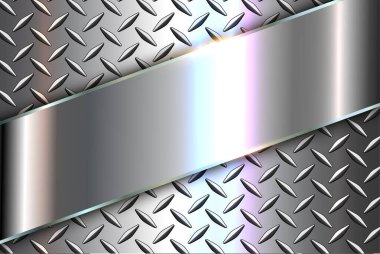 Arkaplan gümüş metalik, 3 boyutlu krom vektör tasarımı elmas plaka metal dokusuyla.