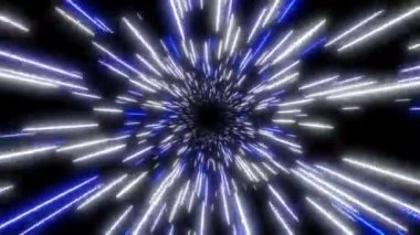 Soyut arka plan neon parlak renkler dinamik animasyon. Galakside ışık hızı. Etkinlik, parti, karnaval, kutlama için kozmik arka plan. Döngüsüz hiperuzay 3D Canlandırması.