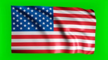 Birleşik Devletler bayrağı videosu, yeşil ekranda ABD bayrağı sallıyor. Amerika Birleşik Devletleri ulusal bayrak krom anahtar 4K animasyon arka planı.