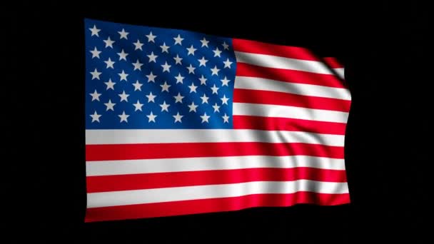 Amerykańska Flaga Wideo Usa Macha Flagą Czarnym Ekranie Stany Zjednoczone — Wideo stockowe
