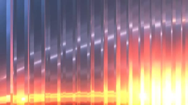 Varm Orange Himmel Animation Med Transparent Glänsande Glas Block Roterande — Stockvideo