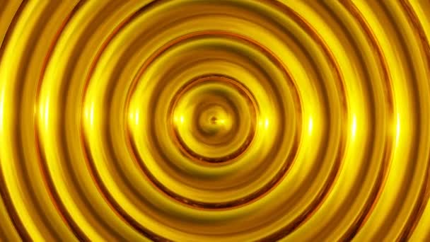 Абстрактный Трехмерный Движущийся Графический Фон Золотыми Волнами Кругами Интересная Золотая — стоковое видео