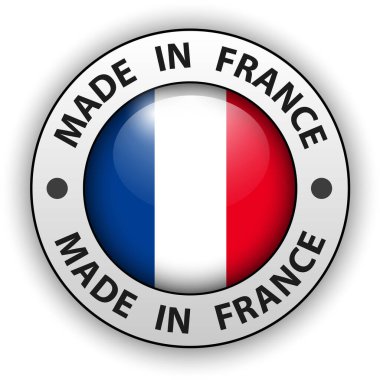 Fransa 'da 3D simge, vektör parlak düğme.