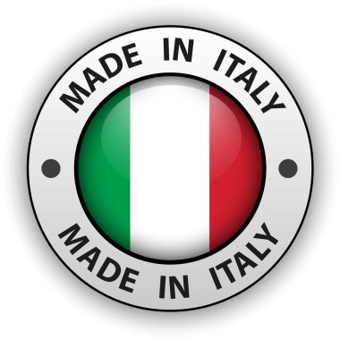 İtalya 'da 3 boyutlu simge, vektör parlak düğme.