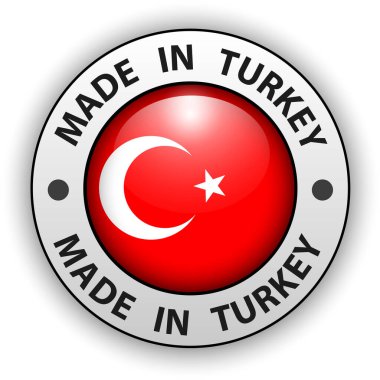 Türkiye 'de 3B simge, vektör parlak düğme.