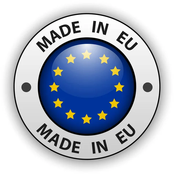 Tillverkad Ikon Vektor Glänsande Europaknapp — Stock vektor