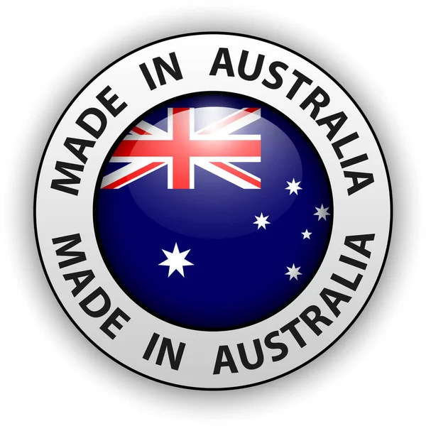 Κατασκευασμένο Στην Αυστραλία Εικονίδιο Διάνυσμα Λαμπερό Κουμπί — Διανυσματικό Αρχείο