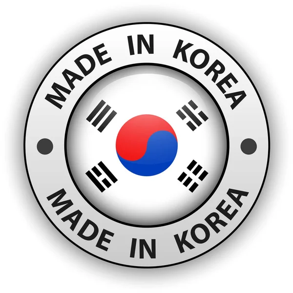 Feito Coreia Ícone Botão Brilhante Vetor — Vetor de Stock