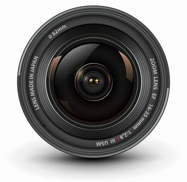 Camera Photo Lens Front View Realistic Vector Icon — Stock Vector