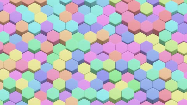 Hexagons Háttér Animált Többszínű Hatszög Blokkok Formák Mozgó Hurok Hatszögletű — Stock videók