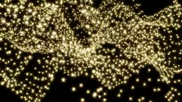 Ιστορικό Κινούμενα Φώτα Κινούμενο Θολή Bokeh Μαύρο Λαμπερά Σωματίδια Λάμψης — Αρχείο Βίντεο