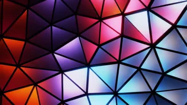 Mosaik Bewegungsgrafischer Hintergrund Wellenförmiges Dunkles Polygonales Bewegungsfeld Mit Bunten Neonlichtern — Stockvideo
