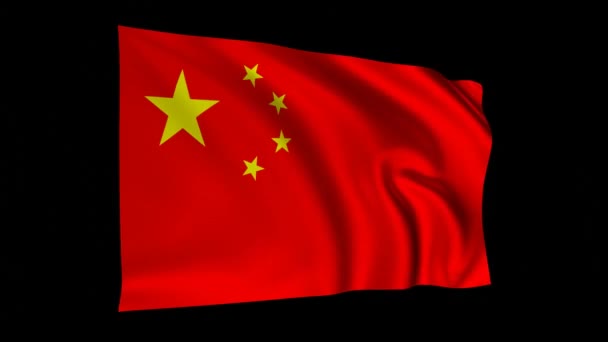 Китайський Прапор Анімації Китайський Розмахуючи Прапором Чорному Екрані Національний Прапор — стокове відео