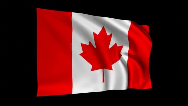 Прапор Канади Анімація Канадський Розмахуючи Прапором Чорному Екрані Національний Прапор — стокове відео