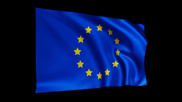 Bandiera Dell Animazione Europea Bandiera Sventolante Europea Sullo Schermo Nero Clip Video