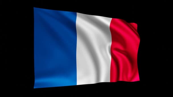 Fransız Animasyonu Bayrağı Siyah Ekranda Sallanan Fransız Bayrağı Ulusal Bayrak — Stok video