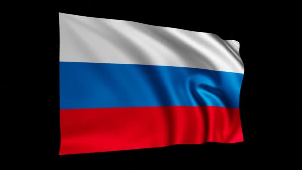 Прапор Росії Анімація Російська Розмахуючи Прапором Чорному Екрані Національний Прапор — стокове відео