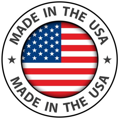 ABD simgesinde yapılmış, vektör dairesi Amerikan düğmesi.
