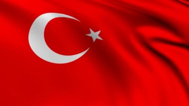 Türkiye animasyon bayrağı, Türk 3D dalgalanan bayrak yakın plan, ulusal bayrak 4K animasyon arka plan.