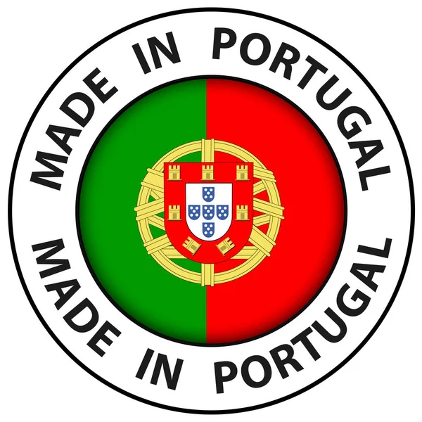 Hecho Portugal Icono Botón Círculo Vector Ilustración — Archivo Imágenes Vectoriales