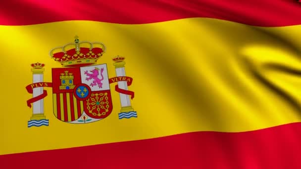 Bandera España Animación Bandera España Ondeando Cerca Bandera Nacional Fondo — Vídeo de stock
