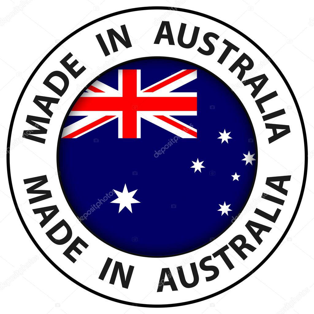 Made in Australia icon, circle button, vector illustration.