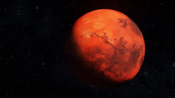 Mars Bolygó Render Illusztráció Nagy Részletességű Felületi Jellemzők Marsi Vörös — Stock Fotó