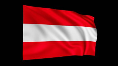 Avusturya bayrağı siyah, gerçekçi 3 boyutlu dalgalı Avusturya bayrağı çiziminde izole edilmiştir..