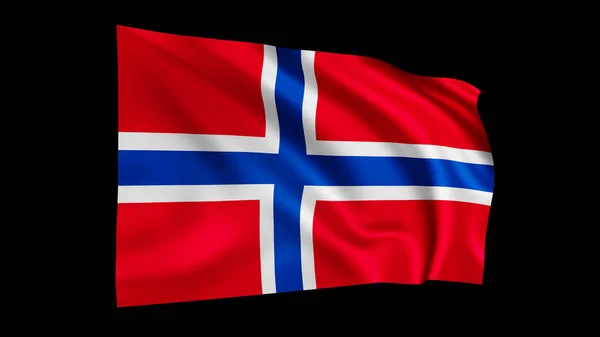 Zászló Norvégia Elszigetelt Fekete Realisztikus Hullámos Norvég Zászló Teszi Illusztráció — Stock Fotó