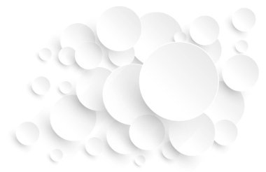 3D daireler desenli soyut beyaz arkaplan, ilginç beyaz gri vektör arkaplan illüstrasyonu.