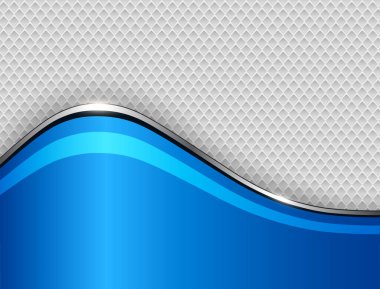 İş arka planı mavi, delikler desenli zarif dalga ve metalik elementler, vektör illüstrasyonu.