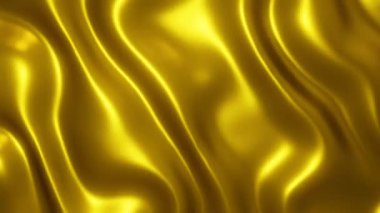 Altın 3D soyut hareket grafikleri, altın parlak hareketli dalgalar parlak ve parlak metalik ipeksiz 4K döngü video animasyonu, soyut doku tasarımı.