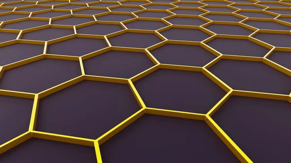 3D altıgen desenli arka plan, altın bal peteği yapısı arka plan, 3D teknoloji ilginç doku çizimi.