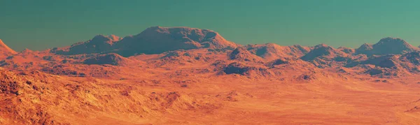 Paisagem Marte Renderização Terreno Planeta Mars Imaginário Deserto Laranja Com — Fotografia de Stock