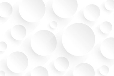 3D daireler desenli soyut beyaz arkaplan, ilginç beyaz gri vektör arkaplan illüstrasyonu.